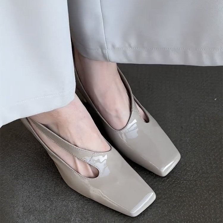 Damen elegante Slingback-Pumps mit glänzender Kappenfront R&B