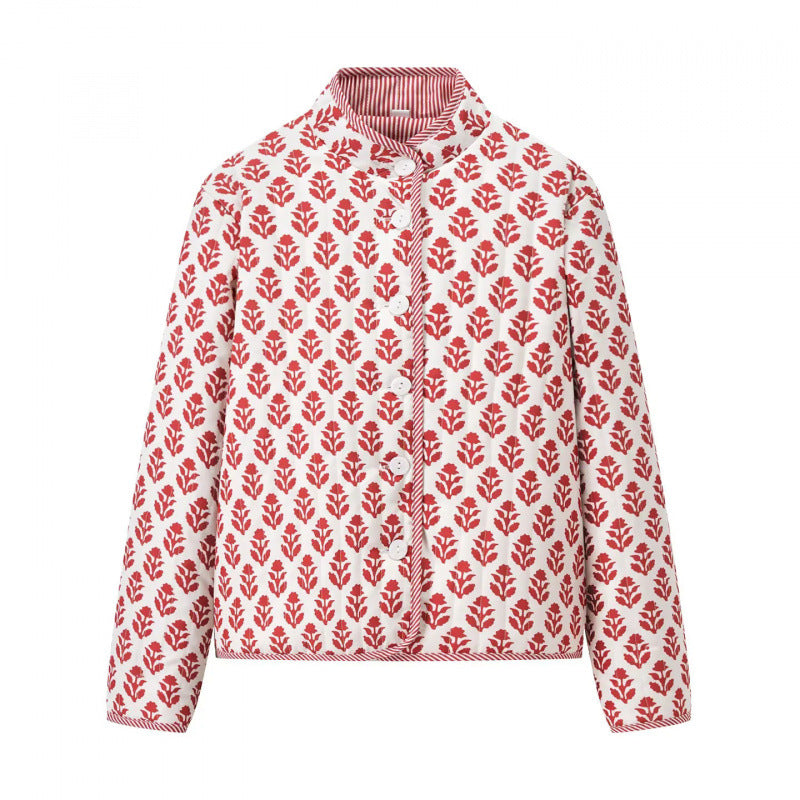 Damen Steppjacke mit floralem Muster und bequemem Schnitt R&B