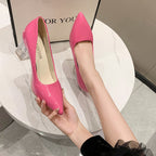 Damen klassische Pumps mit transparentem Blockabsatz und spitz zulaufender Vorderkappe R&B