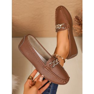 Damen Mokassin-Schlüpfschuhe mit dekorativer Applikation R&B