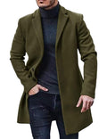 Herren eleganter Wollmantel mit modernem Schnitt und durchgehender Knopfleiste