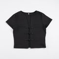 Damen Kurzarm Oberteil mit edlen Knopfdetails R&B