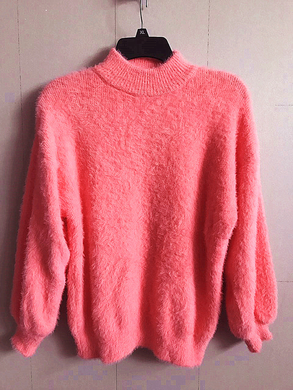 Damen Flauscher Rollkragenpullover mit Puffärmeln und strukturiertem Design R&B