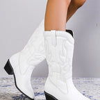 Damen Cowboy-Stiefel mit modischen Verzierungen und Blockabsatz R&B