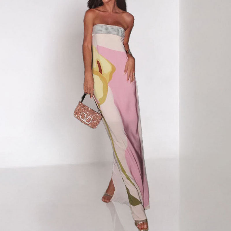 Damen Maxikleid mit elegantem Design und farbenfrohen Akzenten R&B
