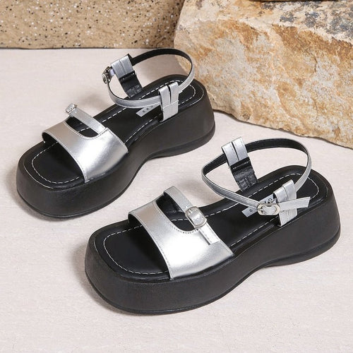 Damen modische Wedge-Sandalen mit verstellbaren Riemchen und rutschfester Sohle R&B