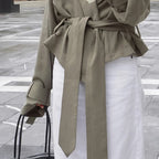 Damen Modische Oversized-Jacke mit Bindegürtel und raffinierter Schnittführung R&B