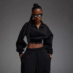 Damen lässiges und oversized Sweatset mit Reißverschluss