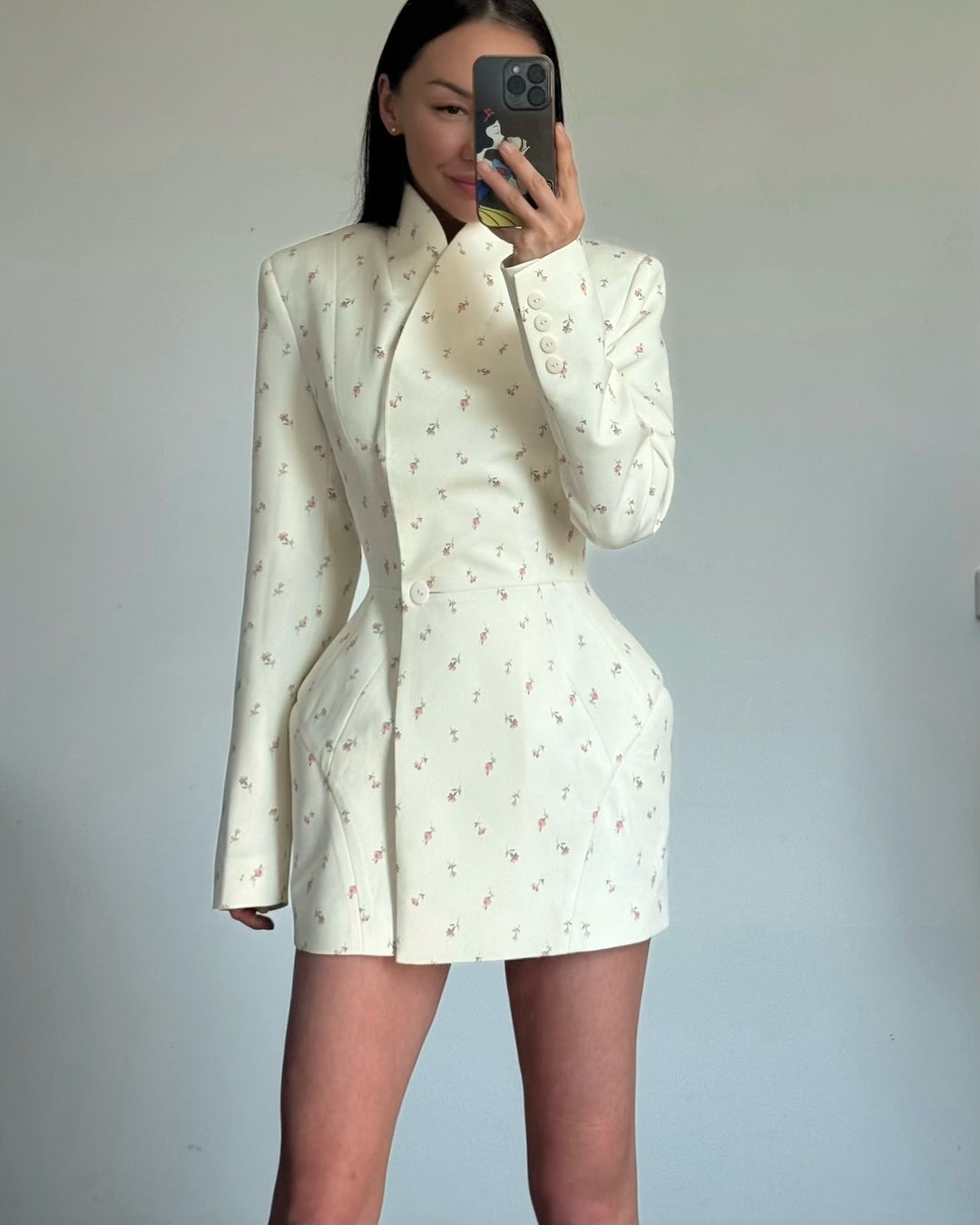 Damen Modischer Blazer-Rock mit floralem Design und taillierter Passform R&B