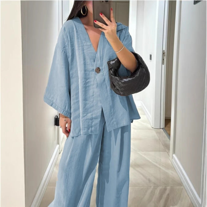 Damen Übergröße Chiffonjacke mit weit geschnittenen Ärmeln und akzentuiertem Knopf R&B