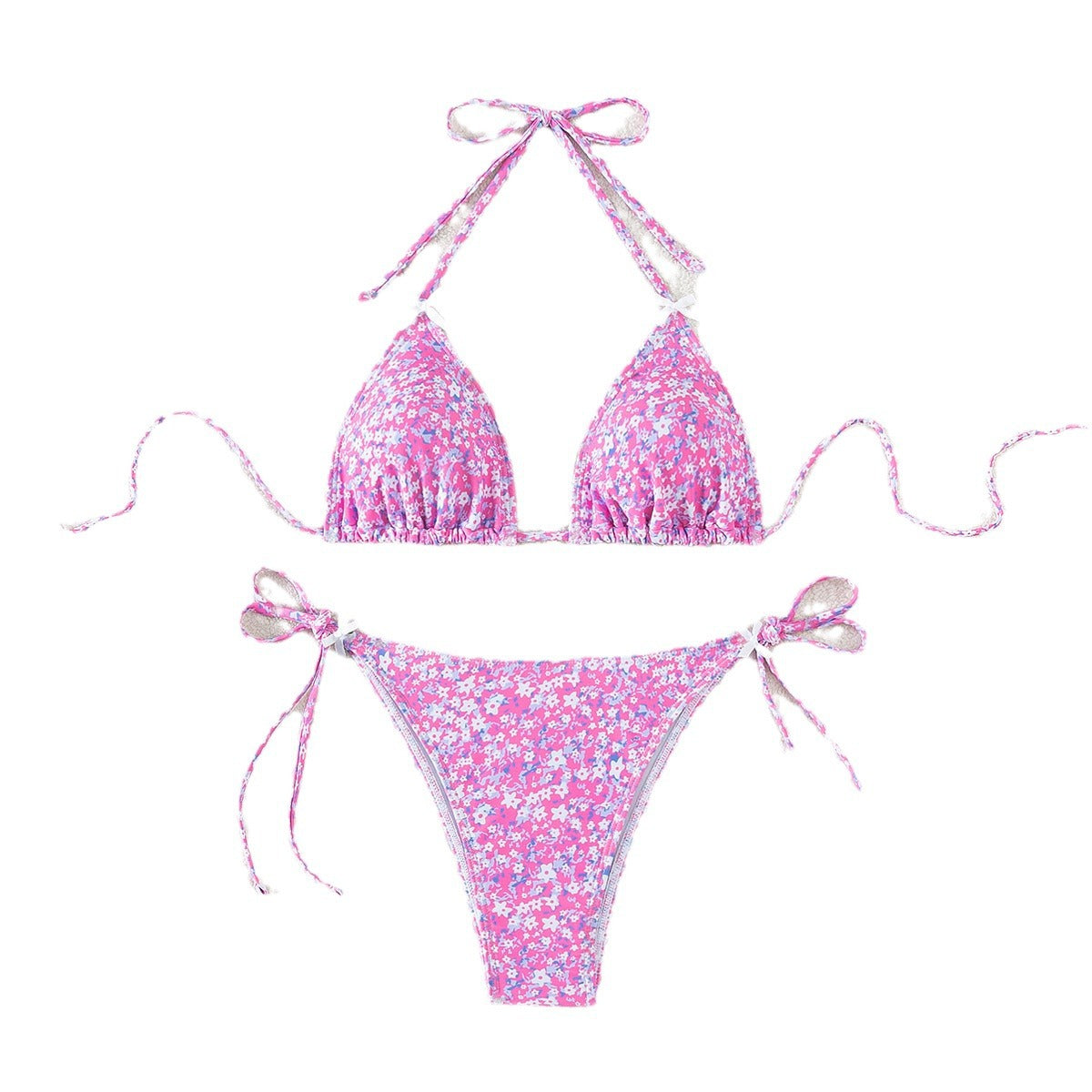 Damen Triangel-Bikini mit verstellbaren BindR&Bändern und floralem Design R&B