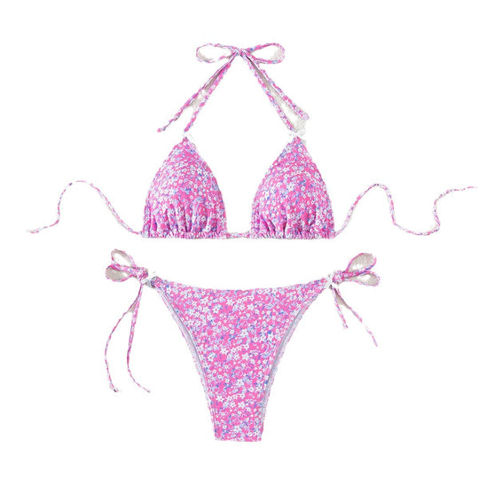 Damen Triangel-Bikini mit verstellbaren Bindebändern und floralem Design R&B