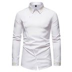 Herren Elegantes Langarmhemd mit dekorativen Knopfdetails R&B