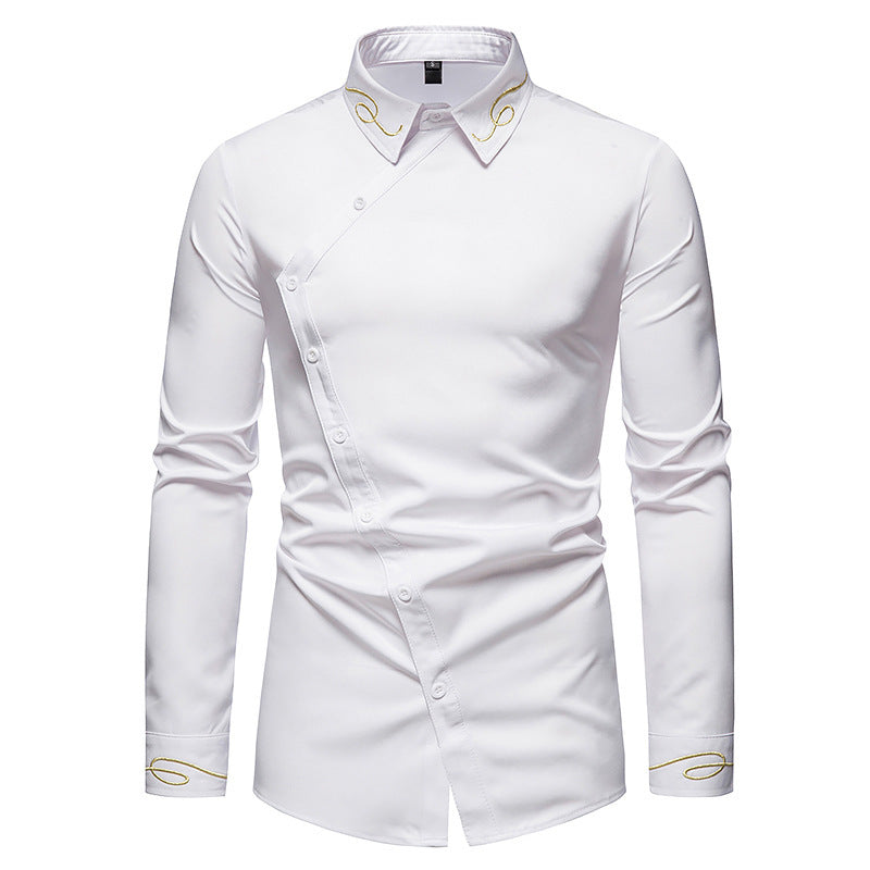 Herren Elegantes Langarmhemd mit dekorativen Knopfdetails R&B