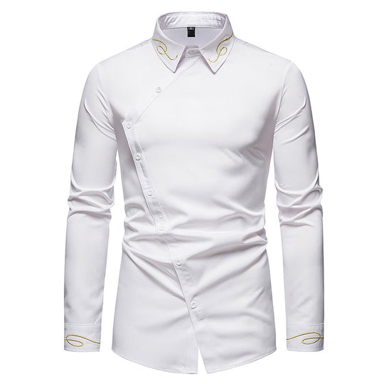 Herren Elegantes Langarmhemd mit dekorativen Knopfdetails R&B