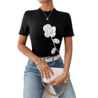 Damen T-Shirt mit floralem 3D-Design R&B