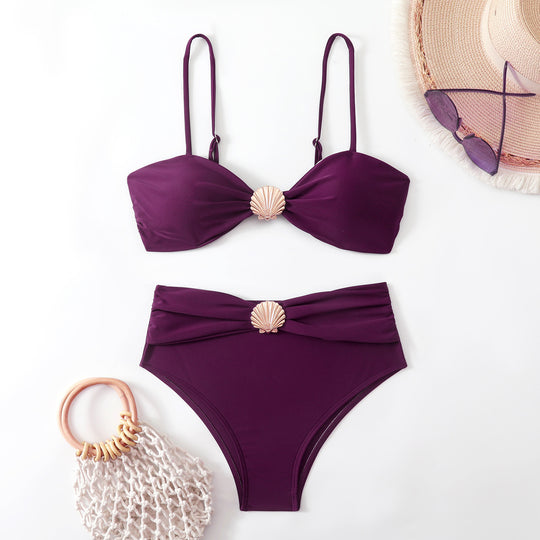 Damen Bandeau-Bikini mit eleganten Muschel-Details R&B
