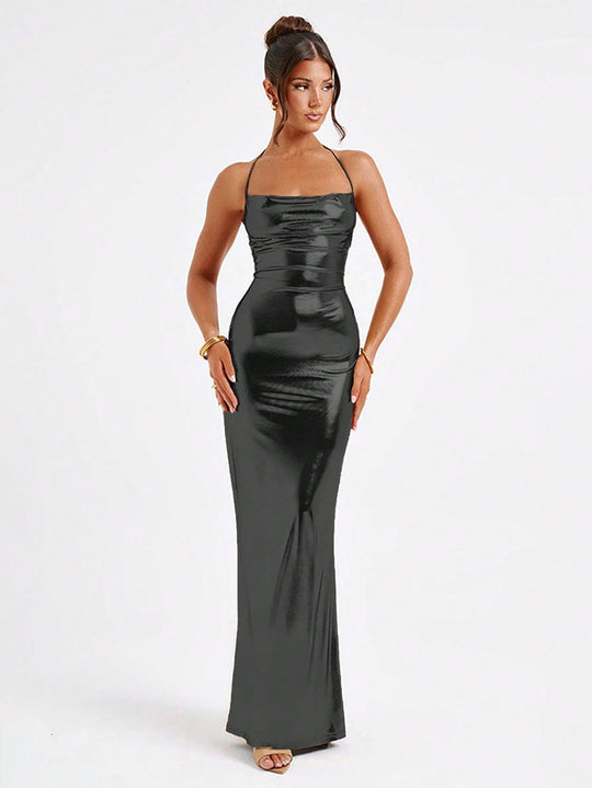 Damen Glamouröses Abendkleid mit Spaghettiträgern und figurschmeichelndem Schnitt R&B