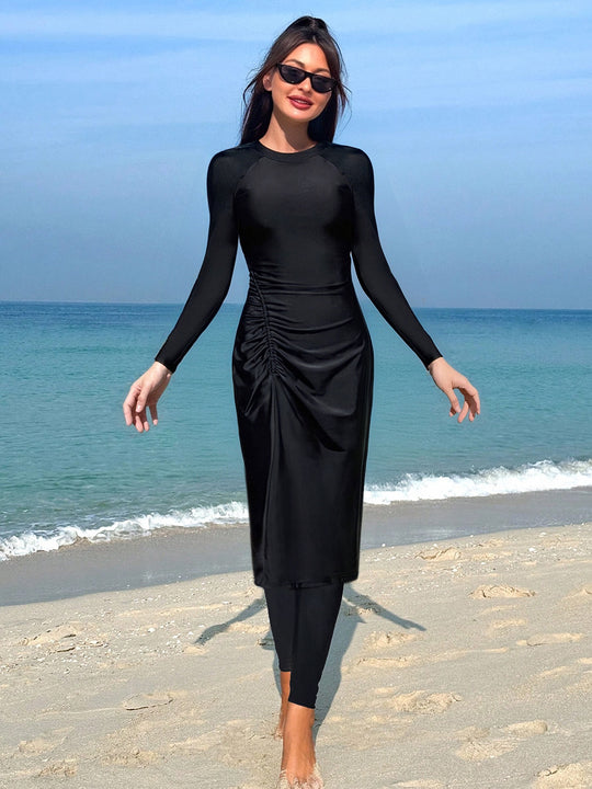 Damen Eleganter Langarm-Badeanzug mit figurbetonendem Design R&B