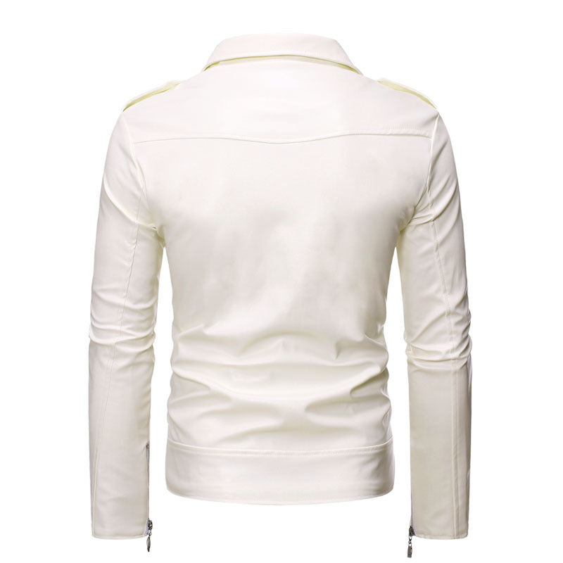 Herren stylische Bikerjacke aus hochwertigem Kunstleder R&B