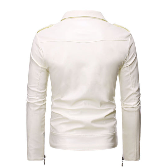 Herren stylische Bikerjacke aus hochwertigem Kunstleder R&B