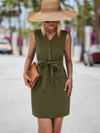 Damen Kleid mit Gürtel und praktischen Taschen R&B