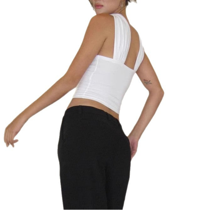 Damen Crop-Oberteil mit schickem Wickelkragen und figurbetontem Schnitt R&B