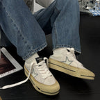 Damen modische Plattform Sneakers mit robustem Obermaterial und glänzendem Akzent R&B