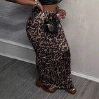 Damen Maxirock mit elegantem Tiermuster und hohem Schlitz R&B