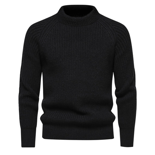 Herren kuscheliger Strickpullover mit hohem Kragen und Raglanmuster R&B