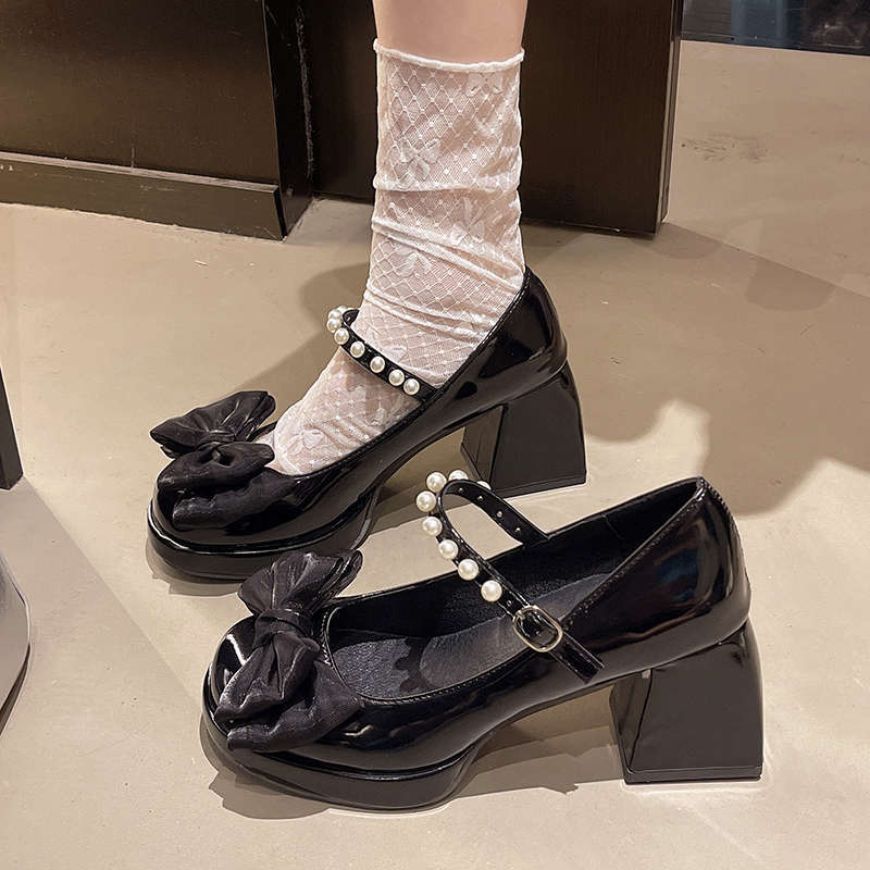 Damen elegante Mary Jane Schuhe mit Perlen-Detail R&B