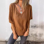 Damen lässige Oversize Bluse mit elastischem Bund