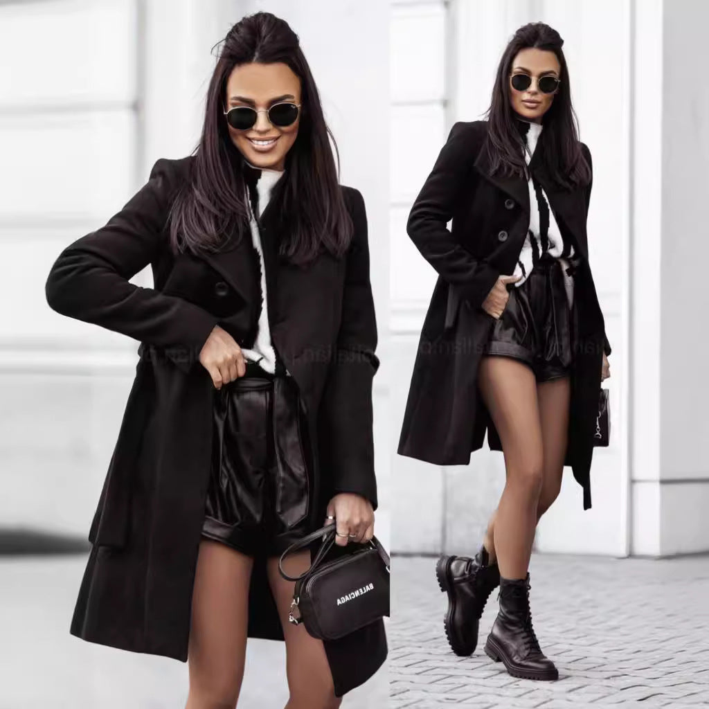 Damen Eleganter Woll-Trenchcoat R&B