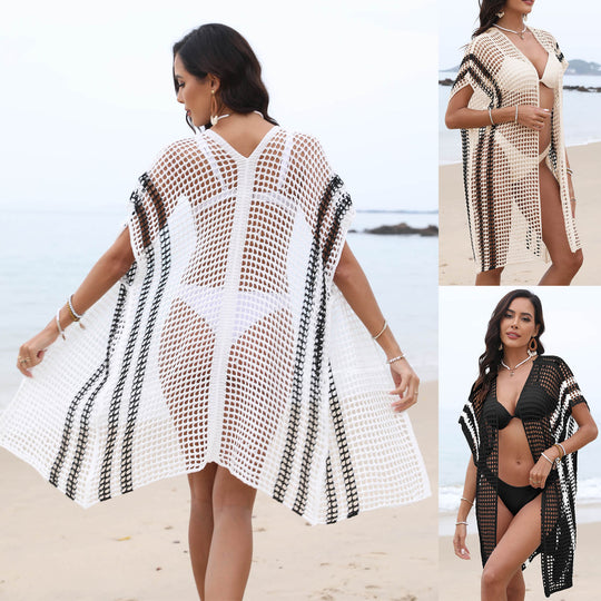 Damen luftiger Netz-Strandüberwurf R&B