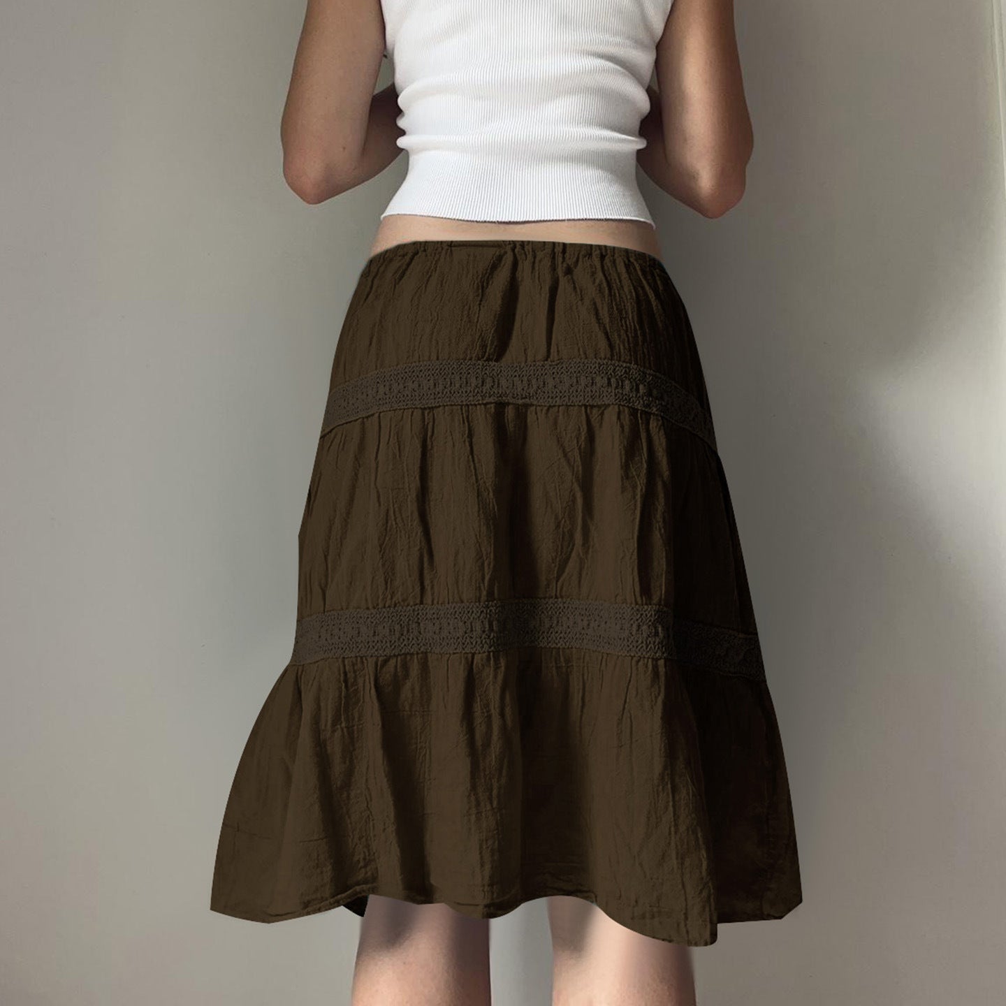 Damen luftiger Jumpskirt mit elastischem Bund und Raffungen R&B