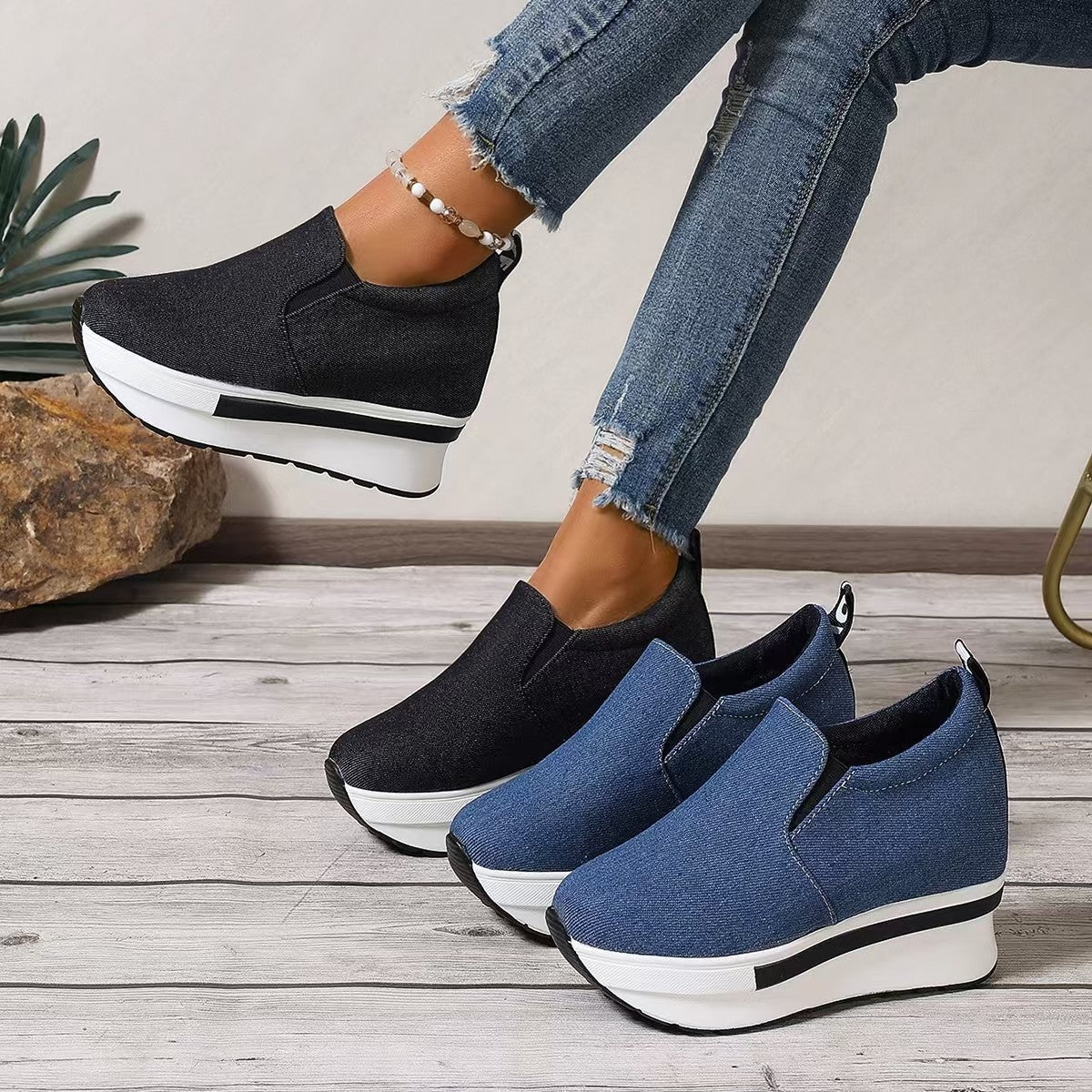 Damen Komfortable Slip-On Sneakers mit ergonomischem Fußbett und modischem Design R&B