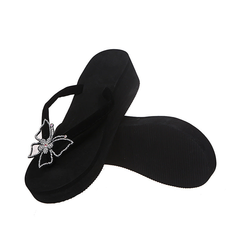 Damen Wedge-Zehentrenner mit glamourösem Blumendesign und rutschfester Sohle R&B