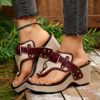 Damen Wedge-Sandaletten mit modischem Riemen-Design und komfortabler Plattform R&B