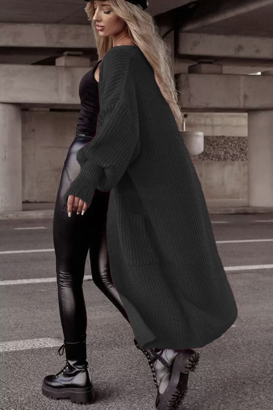 Damen Langer Strickcardigan mit tieferem Rückensaum und lässigem Schnitt R&B
