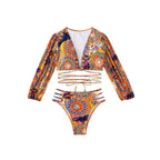 Damen Bikini-Set mit langärmligem Oberteil und raffinierten Cut-Outs