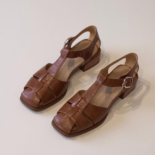 Damen Slingback Sandalen mit stilvollem Krokodillederdesign R&B