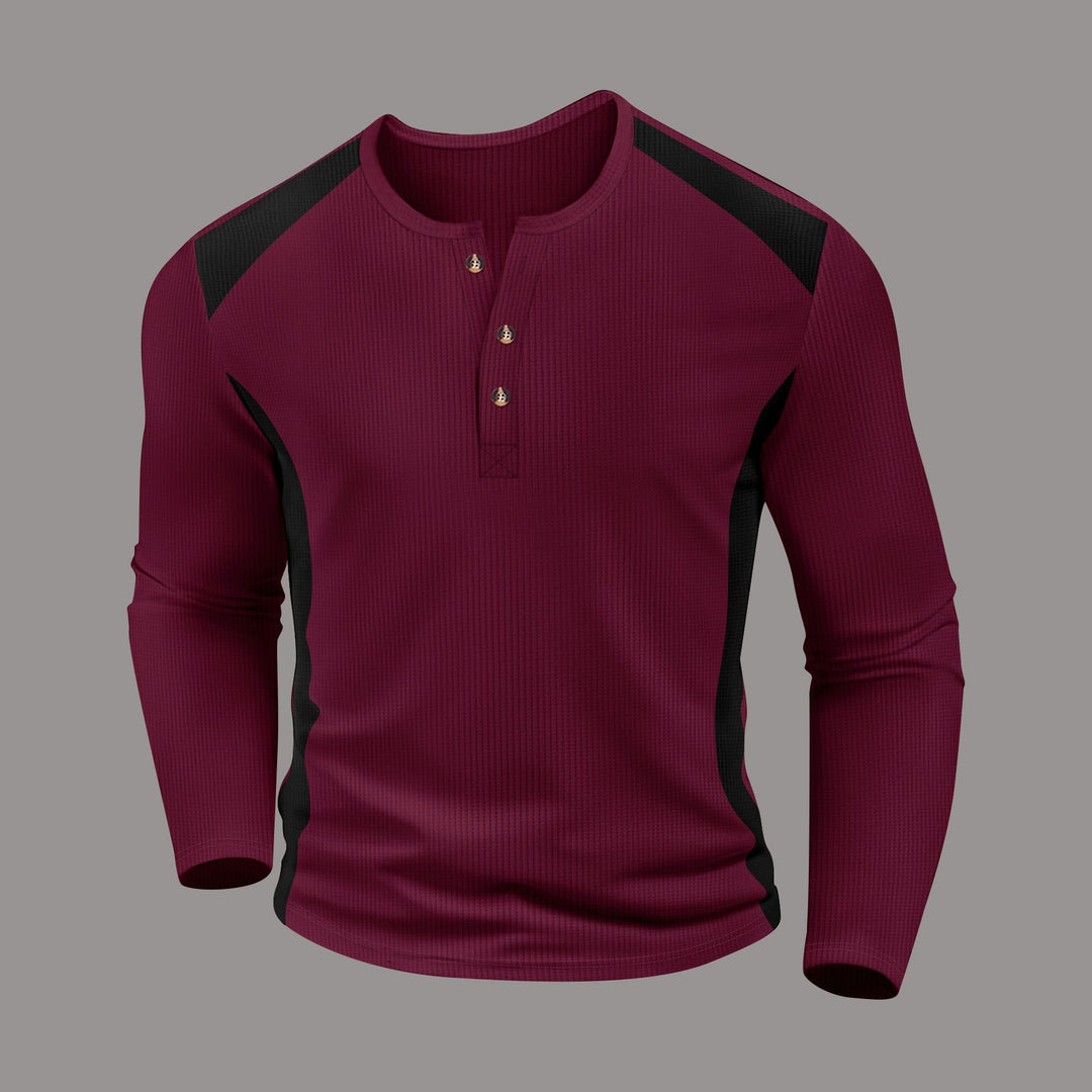 Herren Langarmhemd mit charismatischem Henley-Ausschnitt von R&B