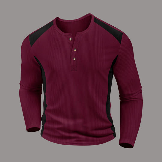Herren Langarmhemd mit charismatischem Henley-Ausschnitt von R&B