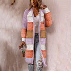 Damen Strickjacke mit einzigartigem Farbblockdesign und feinen Häkelmustern