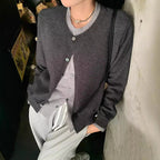 Damen Strickcardigan mit Rundhalsausschnitt und Knopfdetail
