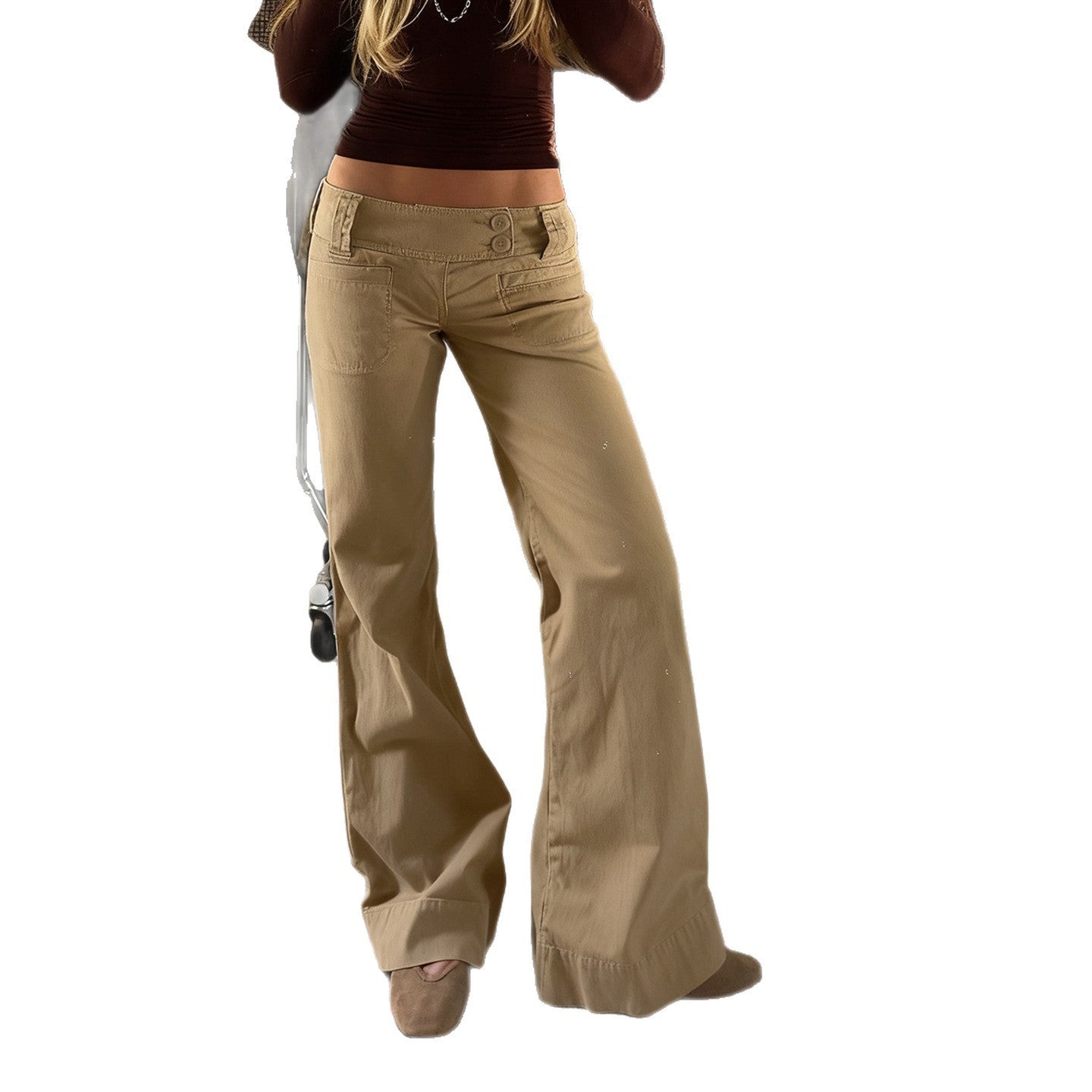Damen weite Baumwollhose mit eleganter Schnittführung und praktischen Taschen R&B