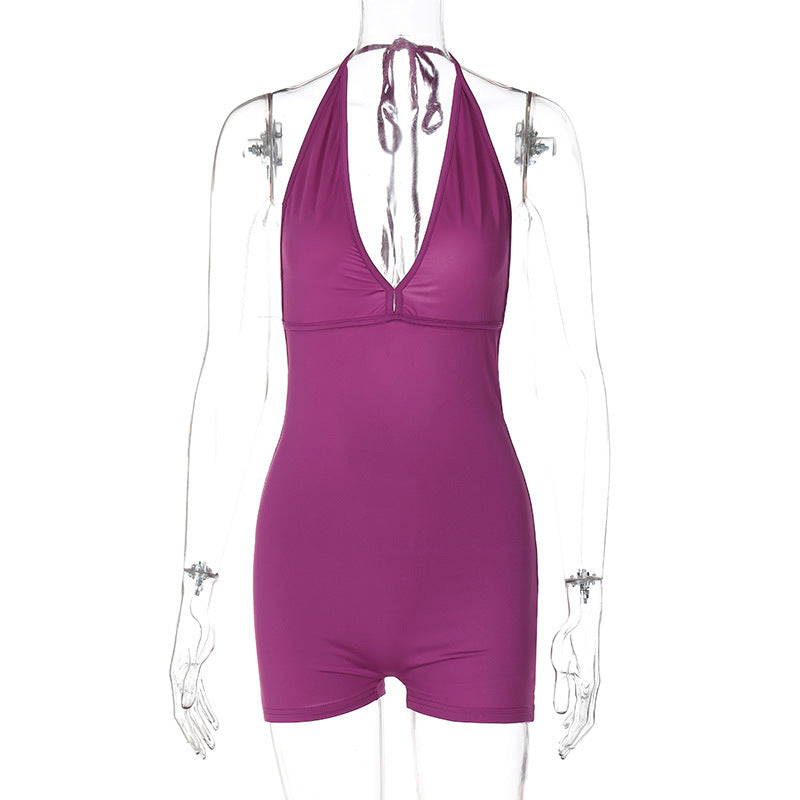 Damen eleganter Badeanzug mit tiefem V-Ausschnitt und abnehmbaren Trägern R&B