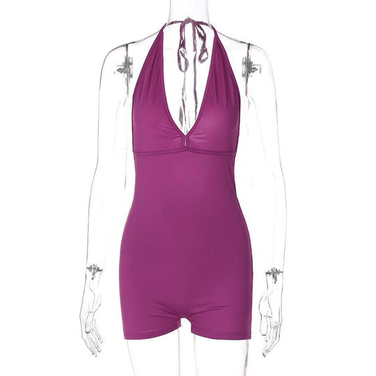 Damen eleganter Badeanzug mit tiefem V-Ausschnitt und abnehmbaren Trägern R&B