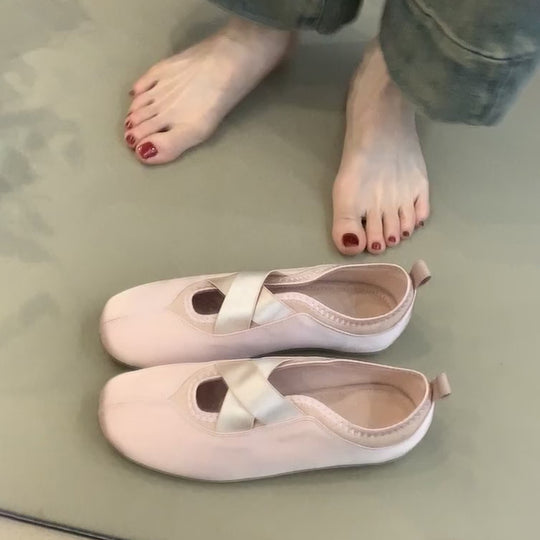 Damen elegante Ballerinas mit kreuzendem Riemen und komfortablem Fußbett R&B