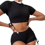 Damen Sportliches Crop-Top und Shorts-Set R&B